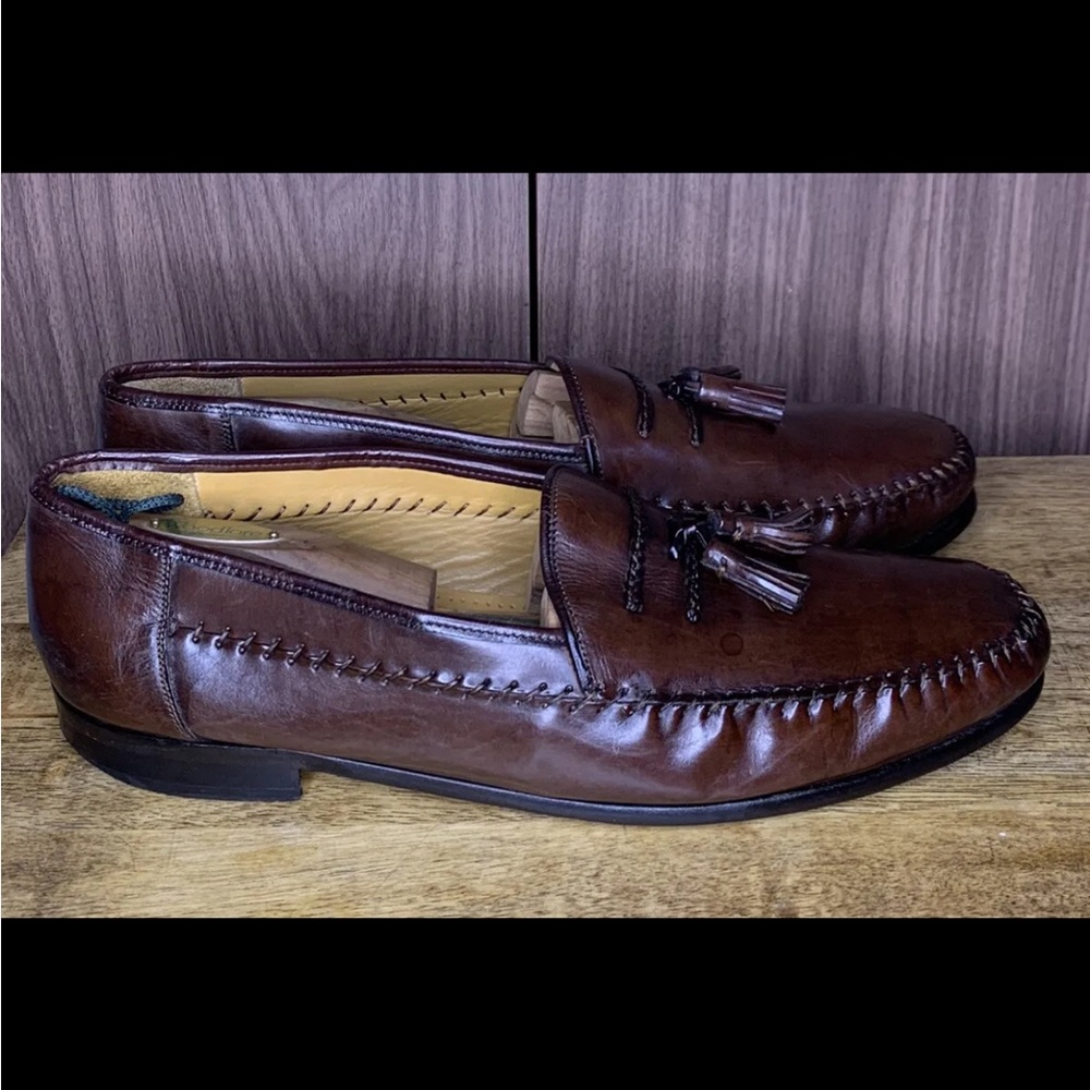 Sandro Moscoloni LA VIDA Tassel-topped Leather Men Loafer Shoes Brown Size 14